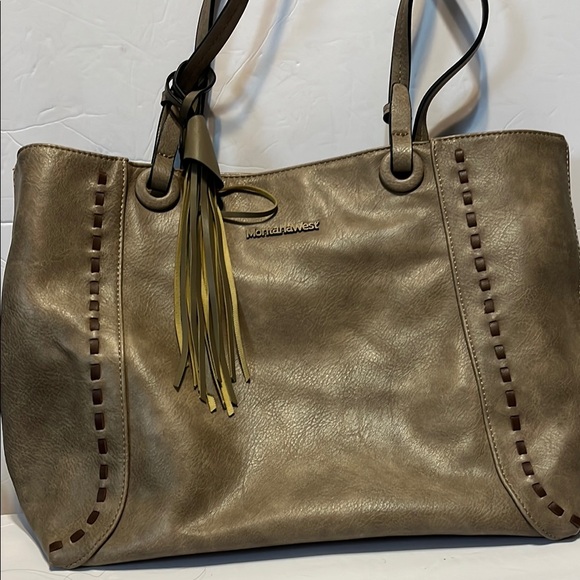 Montana West Gold and Brown Tote Bag - Picture 1 of 5